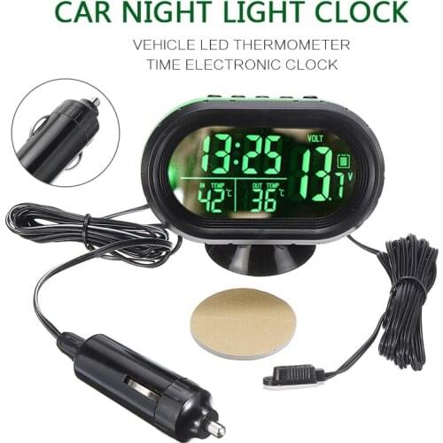 New 3-in-1 Car Electronic Thermometer Voltmeter Digital Clock Multi-function Voltage Meter Professional Auto Replacement Parts