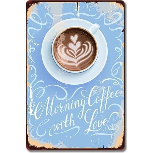 Royal Tin Sign Premium Quality Fresh Brewed Coffee 11.8 7.8 inches, Rectangle Metal Signs for Home and Station Retro Wall Decor