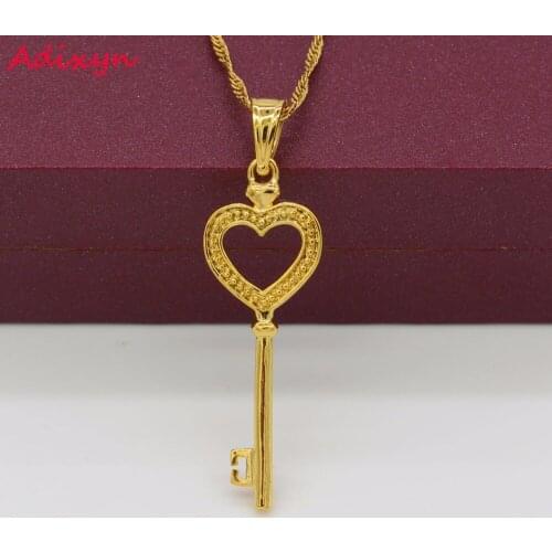 4.5cm*1.3cm Love Key Necklace Pendant For Women Girls Gold Color Gift Party Jewelry Items