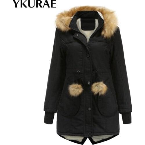 Womens Coat Fleece Winter Coats Fashion Cotton Clothes Ladies Thick Snow Outwear Hooded Casual Parkas Solid Women Jackets FL131