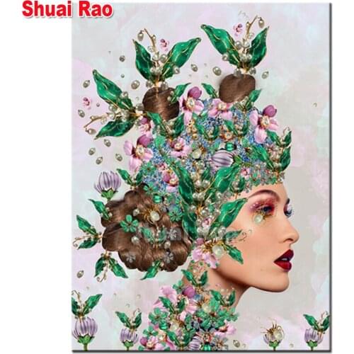 Full Square Round Drill 5d Flower Fairy Woman Diamond Embroidery DIY Diamond Painting Gilr Cross Stitch Kit Mosaic Room Decor