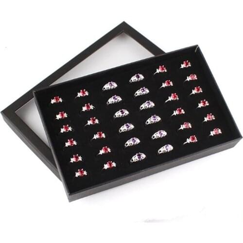 Portable Fashion Transparent 36 Slot Rings Display Stand Metal Earrings Bijoux Storage Box Storage Box Jewelry Display Cabinet