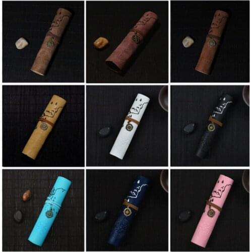 Simple Cute Pen Curtain Children Estuches Escolares Chinese PU Portable Pencil Case Rolling Soft Stationery Storage Bags