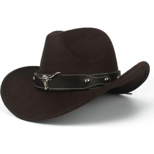 Women Men Wool Hollow Western Cowboy Hat With Tauren Belt Gentleman Lady Jazz Outback Jazz Toca Sombrero Cap Size 56-58CM