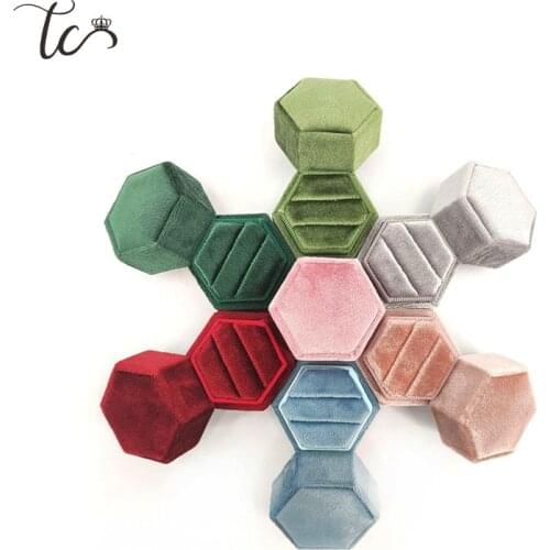 Luxury Engagement Ring Earring Box Retro Velvet Ring Box Single/Double Slots Wedding Supplies Ring Storage Box