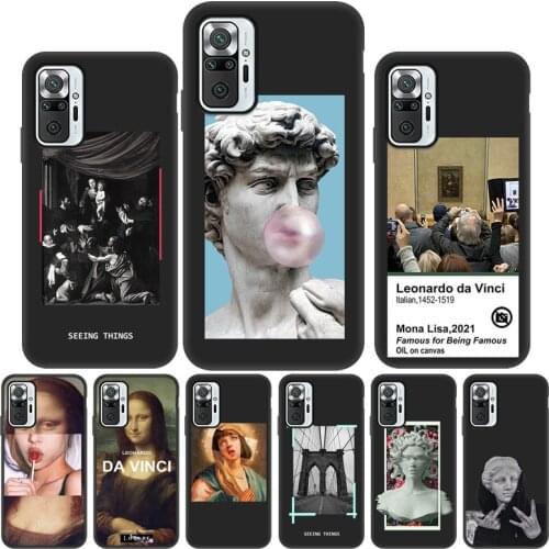 Mona Lisa Art Silicone Case For Xiaomi Redmi Note 10 9 Pro Case Funda On Redmi Note9 Pro Max 9S 10S 9T 9C NFC Back Cover Housing