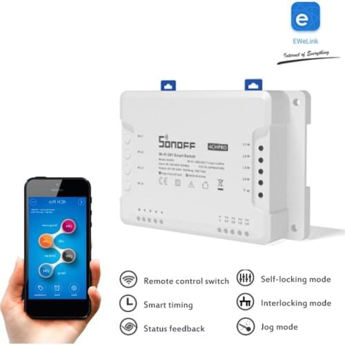 SONOFF 4CH Pro R3 Wifi Switch 4 Gang DIY Smart Switch APP Remote Switch Wireless Smart Home Controller Works With Alexa Google