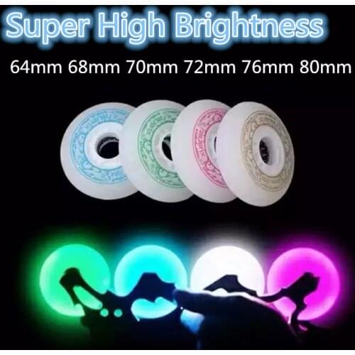 Super High Brightness 72 72mm blue green LED Flash Shining Inline Skates Wheel for Kids Children Adult Roller Patines