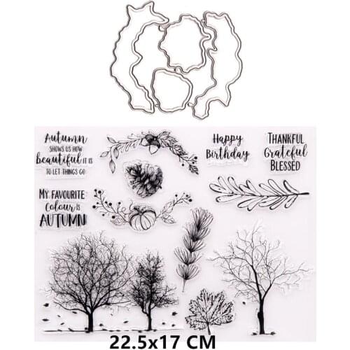 2021 New Trees Leaves Clear Stamps and Metal Cutting Dies DIY Scrapbooking Embossing Album Seal Template Punch Stencils