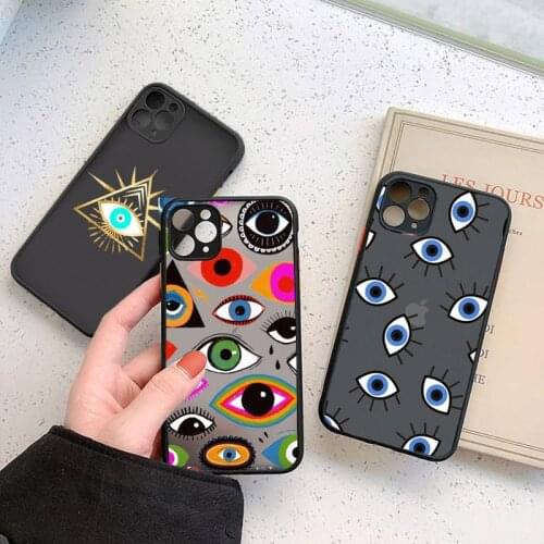 Turkish lucky Blue Evil Eye Abstract Phone Cases Matte Transparent for iPhone 7 8 11 12 s mini pro X XS XR MAX Plus cover funda