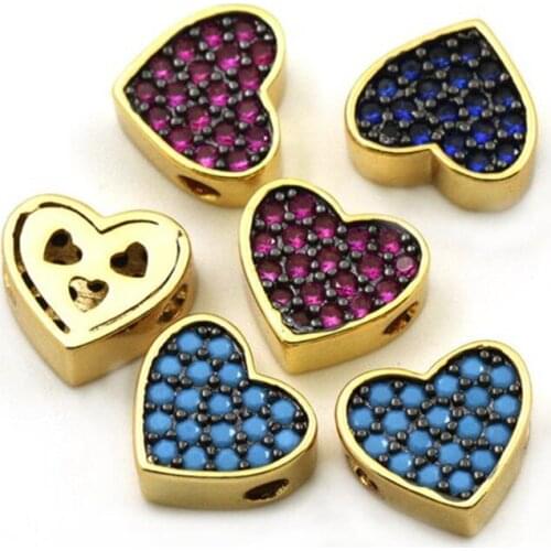 Unisex Heart Micro Pave Star Bead Blue color Cubic Zircon beads Jewelry Hand Chain Anklet Bracelet