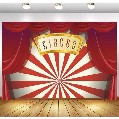 Red Curtain Circus Party Tent Baby Shower Birthday Backdrop Photography Background For Photo Studio Vinyl Photophone Photocall