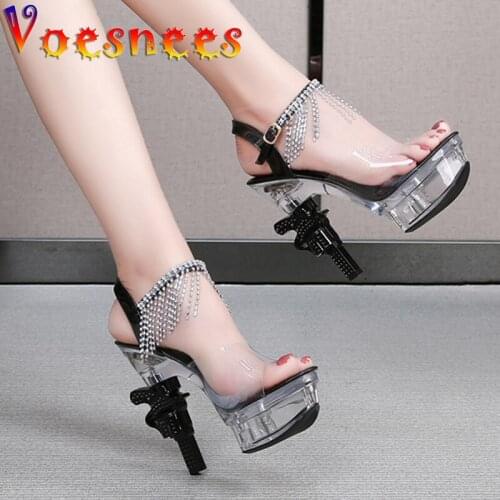 2021 Womens Sandals Summer Transparent High-heeled Sandals Fashion Chunky Heels Womens Shoes Sexy Platform Diamonds Sexy Shoes