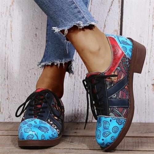 2021 New Spring Leather Shoes Women Lace Up Oxford Shoes For Women Casual Large Size 43