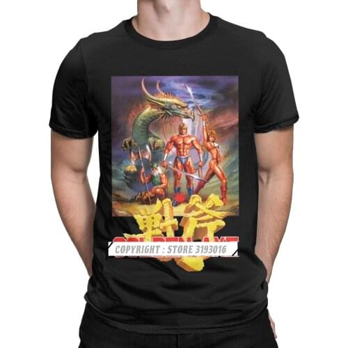 Golden Axe Streets Of Rage Tee Shirt for Men Pure Cotton Vintage Tshirt Retro Axel Blaze Fighting Game Tees