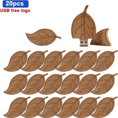 20pcs/lot Wooden Leaves USB flash drive pen driver wood tree leaf pendrive 4GB 16GB 32GB 64GB memory stick For photography
