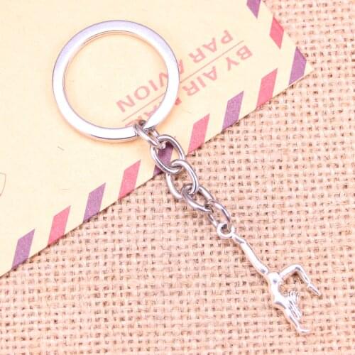 20pcs New Fashion Keychain 30x11mm gymnastics gymnast sporter Pendants DIY Men Jewelry Car Key Chain Souvenir For Gift