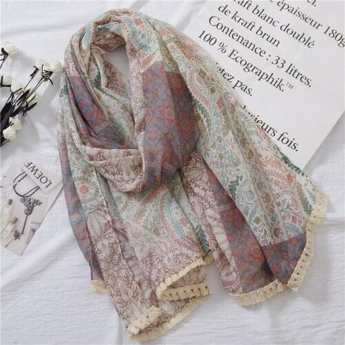 2018 New Paisley Pattern Silver Lurex Stitch Scarves Shawl Women Floral Print Tassel Wrap Hijab Muffler Wholesale 10pcs/lot