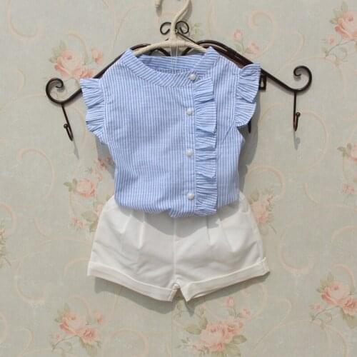 2019 Summer Girl T Shirt Children Clothing Girls Clothes Striped Cotton Sleeveless T shirt School Girl Top Kids T-shirt 2-16Y