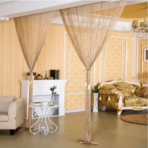 3x2.9m Shiny Tassel Silver Line String Curtain Window Door Divider Sheer Curtains Valance Home Wedding decoration
