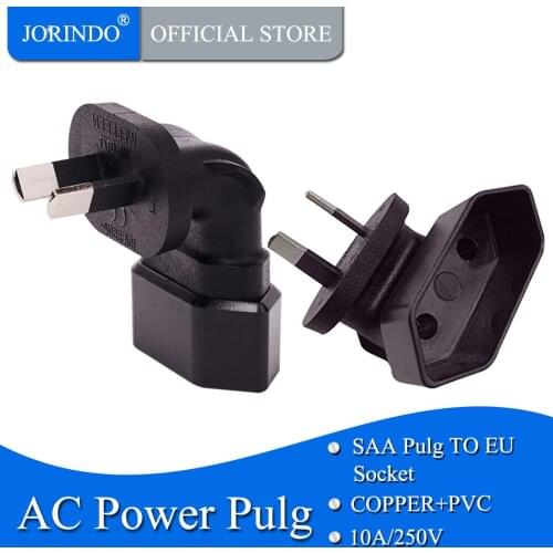 JORINDO AU TO EU,Australia Germany Socket AC Power Adapter European French Wire Connector Converter Male To Female Plug