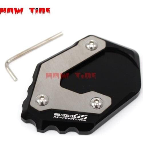 Motorcycle accessoris CNC Billet Aluminum Kickstand Side Stand Pad For BMW R1200GS R1200 GS Adventure 2015 2016 2017 2018
