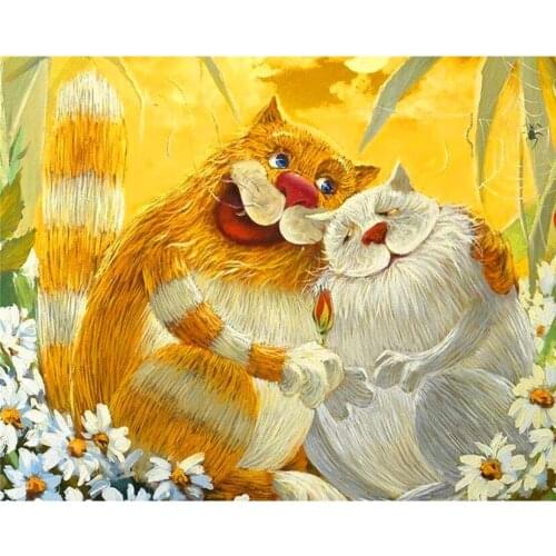 Diamond Painting Cartoon Cat Animal Diy Mosaic Full Square Round Drill Diamond Or Rhinestone Diamond Embroidery Pictures JX556