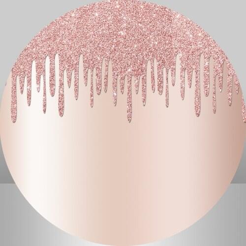Glitter Rose Gold Round Backdrop Cover Kids Birthday Party Photocall Newborn Photobooth Twinkle Wedding Circle Background