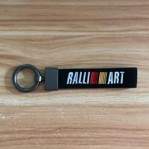 Alloy Key Ring Nylon Textile Embroidery RALLIART Emblem JDM RACING Car Keychain for Mitsubishi RALLIART EVO9 Endless Accessories