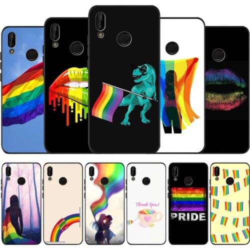 Rainbow Pride ART black soft Phone Case for huawei P40 P30 P20 P10 Pro lite P9 Lite nova 4E 6SE Psmart 2019 Y6 9 Prime