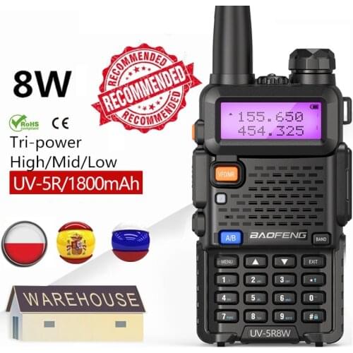 Optional 5W 8W Baofeng UV-5R Walkie Talkie UV 5R Amateur Ham CB Radio UV5R Dual Band Transceiver Portable Radio Hunt City UV-9R