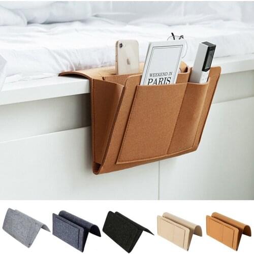 1pc Felt Bedside Storage Bag Pouch Bed Desk Bag Sofa TV Remote Control Hanging Caddy Couch Storage Organizer Bed Holder Pockets