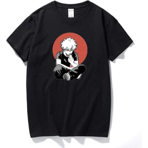 My Hero Academia Harajuku Japanese Anime Shirt Bakugou Katsuki Print Cotton Short Sleeve T shirt Male Streetwear Casual T-shirt