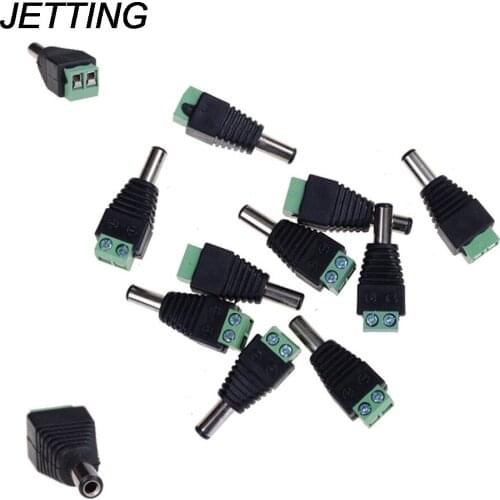 JETTING 10 Pcs 12V 2.1 x 5.5mm DC Power Male Plug Jack Adapter Connector Plug for CCTV single color LED Light
