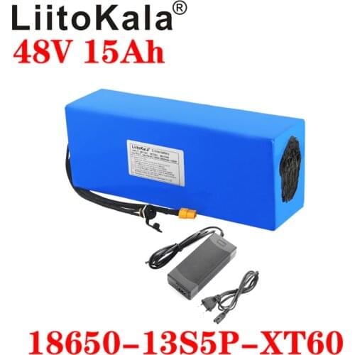 LiitoKala 48V 15Ah 18650 E-bike battery li ion battery pack bicycle scoot conversion kit bafang 1000W XT60 plug 54.6V Charger
