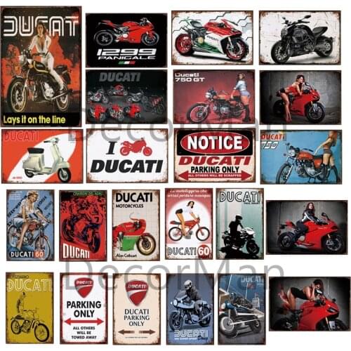 [ Mike86 ] DUCATI Motor Pin up Parking Only Custom Metal Sign Shabby chic Retro Wall Painting Chritmas Gift 20*30 CM LTA-1700