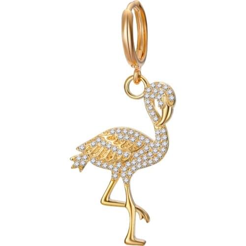 Fashion Jewelry Hoops Earings Zirconia Flamingo Pendientes Small Hoop Earring For Women Gold Color Circle Earrings Brinco E441