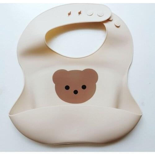 Baby Bib Bear Adjustable Waterproof Saliva Dripping Bibs Soft Edible Silicone Saliva Towel Drooling Baby Scarf Keep Clean