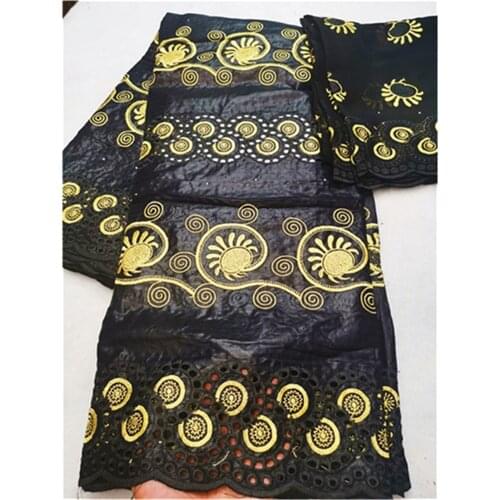 Nnigerian lace farbic black and gold bazin riche brocade dubai sryle cotton guinea brocade fabric for dress 5+2yards/lot