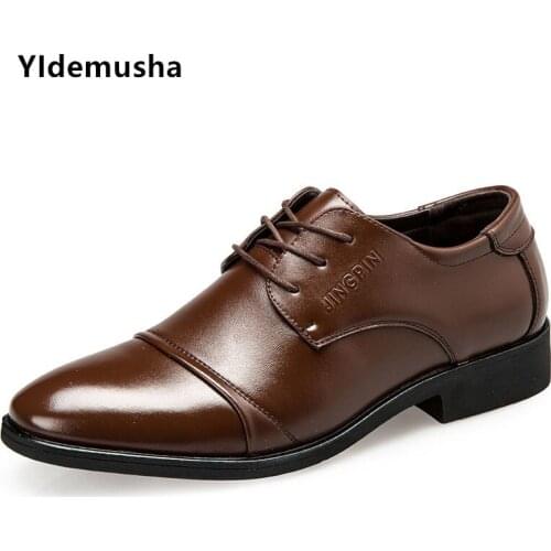 2020 New mens pointed toe business retro shoes mens fashion casual dress PU shoes wedding shoes social dress shoes