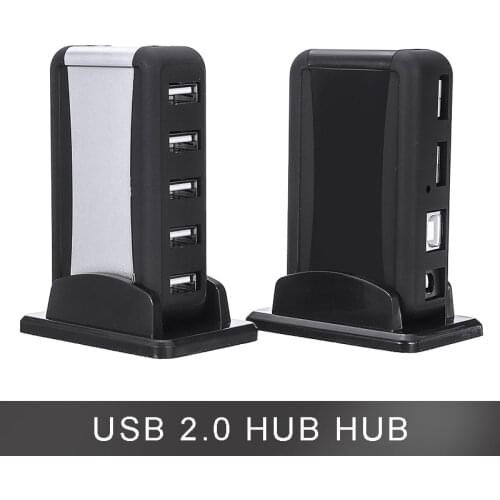 New Arrival Portable 7 Port USB Hub High Speed USB 2.0 Dual Chip Splitter Adapter With AC Power Adapters For PC Laptop