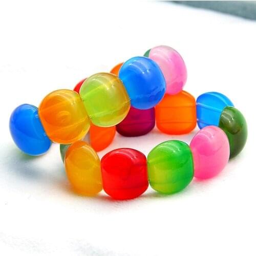 New Korean Candy Colorful Acrylic Beads Bracelets & Bangles For Women Girls Stretch Beads Charm Bracelets Female Fashion Jewelry