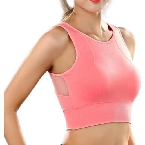 NEW Women Breathable Mesh Shockproof Padded Athletic Gym Running Seamless Fitness Yoga Vest Sport Bra Tops