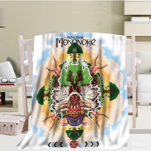 P+ Princess Mononoke Blanket Soft DIY Sofa Bed Blanket Kid Adult Warm Custom Blanket Size 56x80Inch50X60Inch40X50Inch