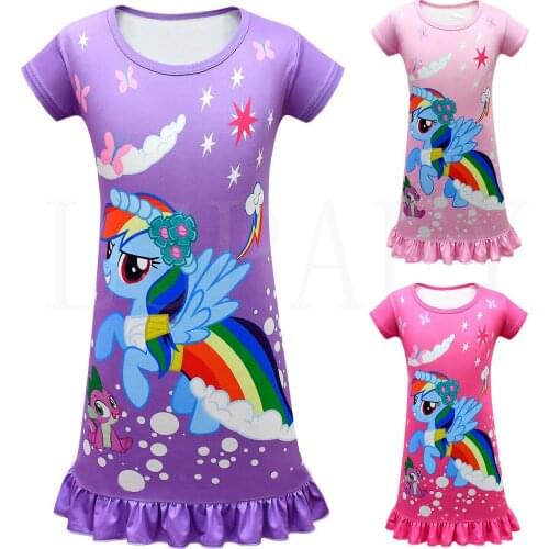 Casual Thin Polyester Dress Baby Clothing Toddler Girls Night Dress Girls Pajamas Girl Nightgown My Litle Pony kids Clothes