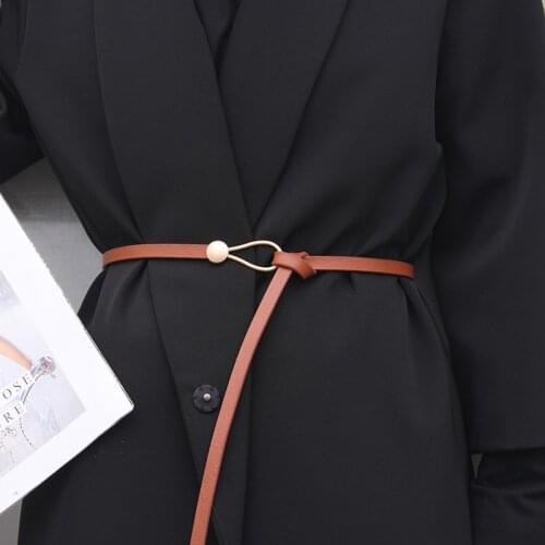 Leather Belt For Women Personality Metal Buckle Thin Waist Strap Luxury Brand Designer Lady Trouser Dress Decoration Waistband