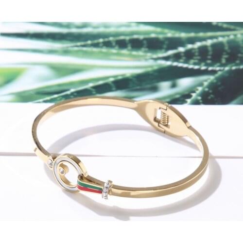 Luxury Crystal Bangles Bracelets For Women Girls & Friends Stainless Steel Fashion Charming Wedding Red Blue Bangle Jewelry Gift