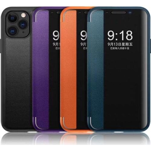 Luxury Bumper Shockproof Silicone Smart Mirror Flip PU Leather Phone Case For iPhone 12 11 Pro Max X XS Back Cover Fundas Coque