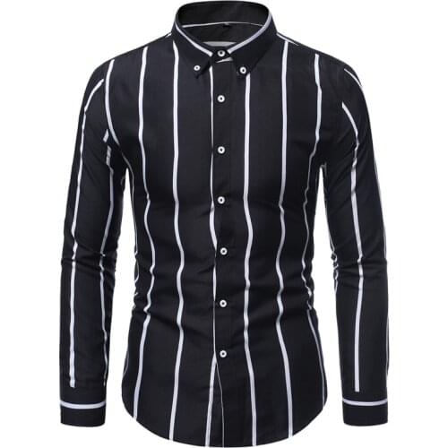 Mens Shirts spring autumn Blouses casual long sleeve shirt men slim fit Fashion stripe shirt