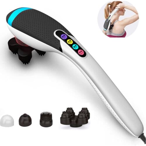 Handheld Massage Stick Household Electric Massager 6 Modes 5 Level Speed 4 Massage Heads Low Noise for Full Body Relaxation